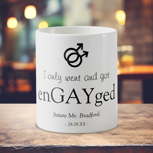 Caneca De Café Noivado 'enGAYted' engraçado   (Criador carregado)