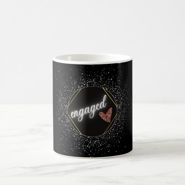 Caneca De Café Noivado Glam Preto e Prata   (Centro)