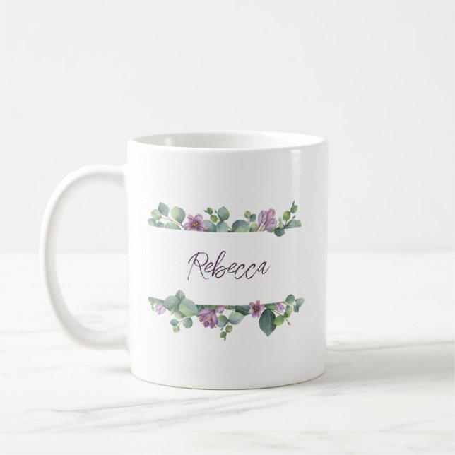 Caneca De Café Noivas Personalizadas Eucalipto Casamento (Esquerda)