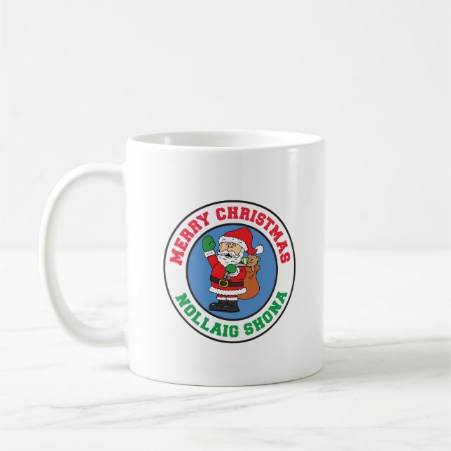 Caneca De Café Nollaig Shona Papais noeis de Natal irlandeses Cof (Esquerda)