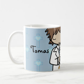Caneca De Café Nome azul do Primeiro Sagrado Menino da Comunidade