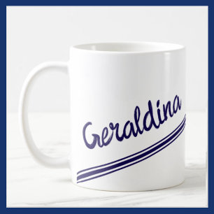 Caneca De Café Nome Azul do rico em Branco Simples