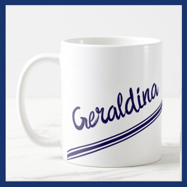 Caneca De Café Nome Azul do rico em Branco Simples (Criador carregado)