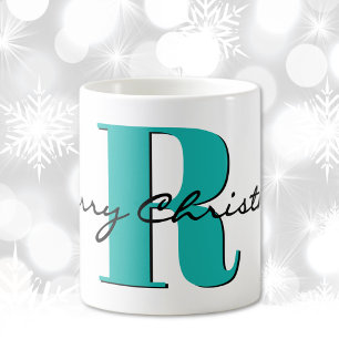 Caneca De Café Nome, Azul Marinho de Aquamarina Feliz Natal