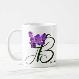 Caneca De Café Nome Becky personalizável: roxo flor trendy boho