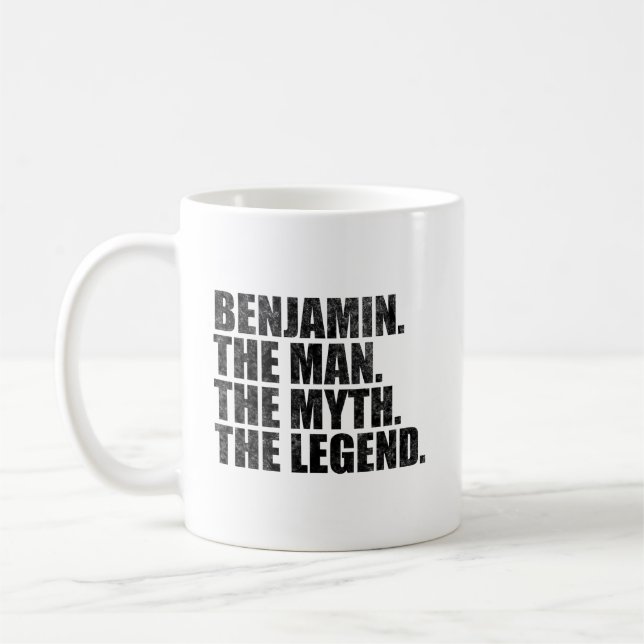 Caneca De Café Nome Benjamin,Benjamin O Homem O Mito A Lenda (Esquerda)