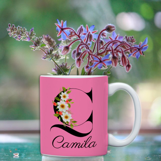 Caneca De Café Nome bonito floral do jardim Mug (Criador carregado)