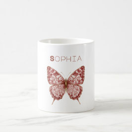 Caneca De Café Nome Borboleta Borgonha