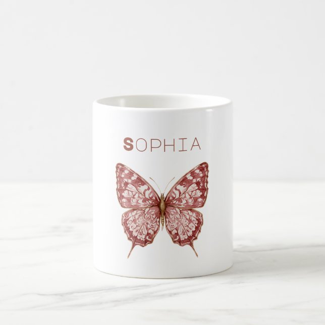 Caneca De Café Nome Borboleta Borgonha (Centro)