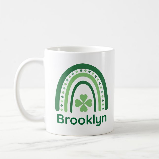 Caneca De Café Nome Brooklyn Clover Boho Rainbow (Esquerda)