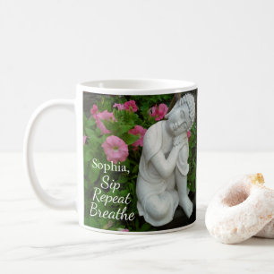 Caneca De Café Nome Buddha Zen Personalizado Sip Breathe Repeat