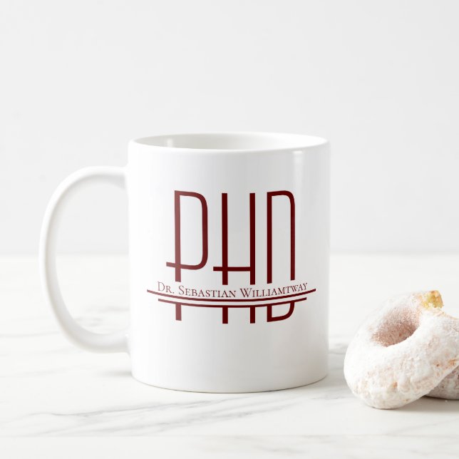 Caneca De Café Nome Burgundy PhD Coffee Mug (Com Donut)
