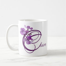 Caneca De Café Nome Claire personalizável bonito púrpura floral f