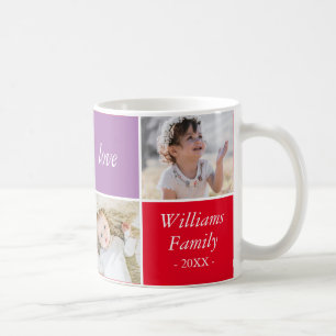 Caneca De Café Nome Colorido da Família de Fotos de Amor pela Pa