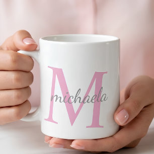 Caneca De Café Nome com Monograma M Personalizado