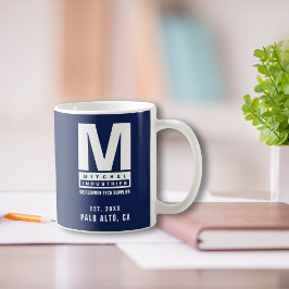 Caneca De Café Nome comercial do logotipo Blue Bold Monograma