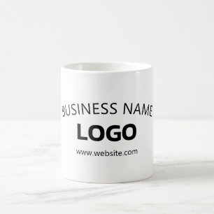 Caneca De Café Nome Comercial Editável, Site & Logotipo Carregado