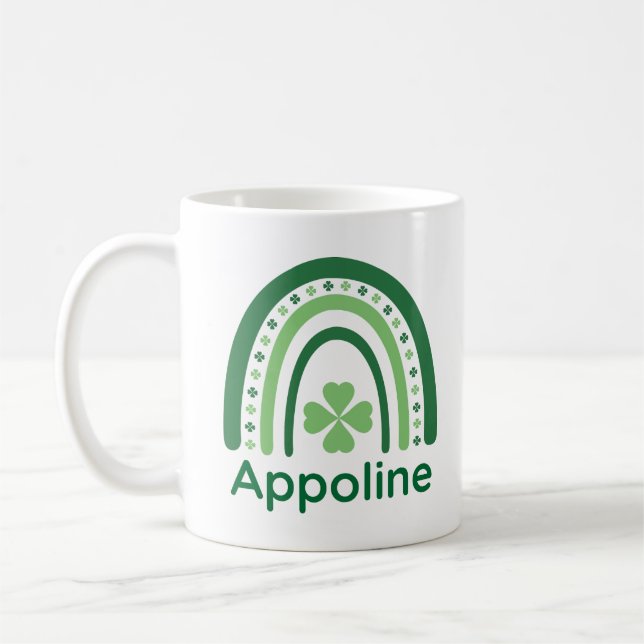 Caneca De Café Nome da Appoline Clover Boho Rainbow (Esquerda)