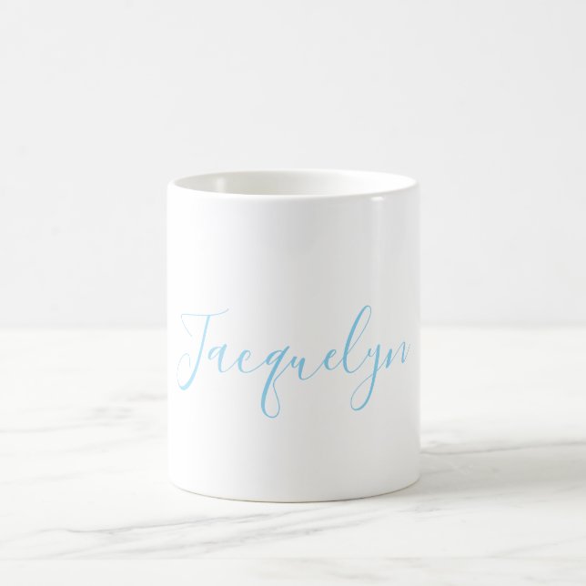 Caneca De Café Nome da caligrafia moderna elegante e simples azul (Centro)