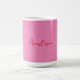 Caneca De Café Nome da caligrafia profissional rosa personalizado