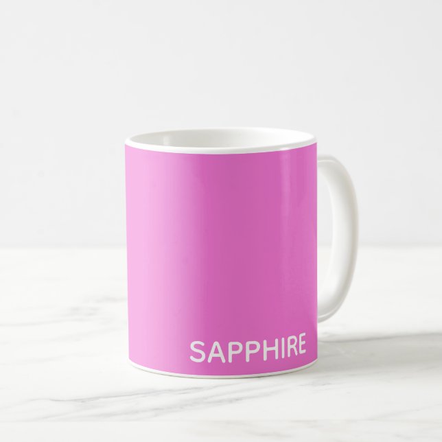 Caneca De Café Nome da cor rosa de apphire (Frente Esquerda)