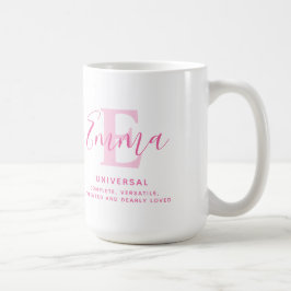 Caneca De Café Nome da Emma significado e texto rosa monograma