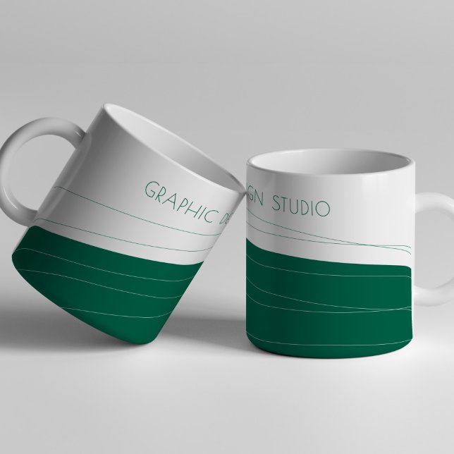 Caneca De Café Nome da empresa abstrato verde moderno personaliza (Criador carregado)