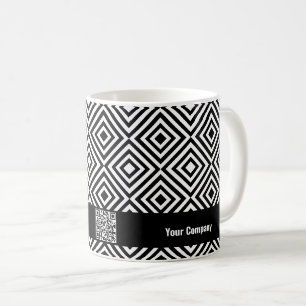 Caneca De Café Nome da Empresa Código QR Site Preto e Branco Padr
