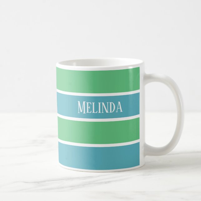 Caneca De Café Nome da faixa azul / verde Mug (Direita)