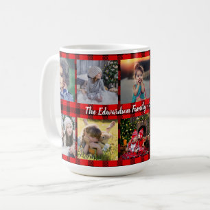 Caneca De Café Nome da família de colagem de fotos da família n