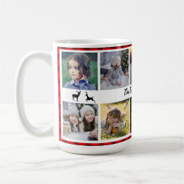 Caneca De Café Nome da família de colagem de fotos da família na 