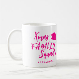 Caneca De Café Nome da família de Natal rosa personalizada