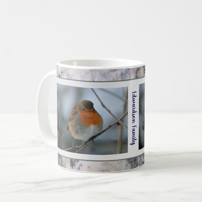 Caneca De Café Nome da família do padrão mármore Russo Robin (Frente Esquerda)