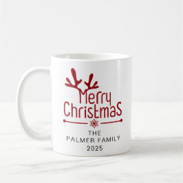 Caneca De Café Nome da Família Floral de Natal Simples Elegante