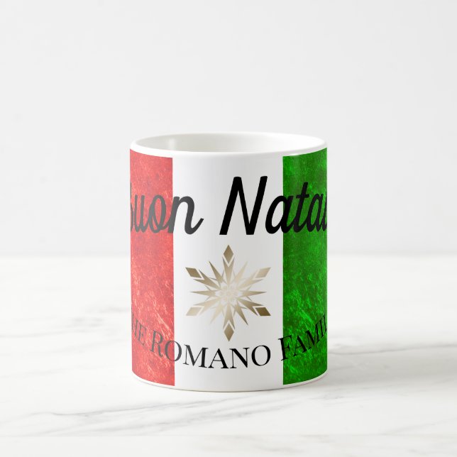 Caneca De Café Nome da família italiana Buon Natale Flag Christma (Centro)