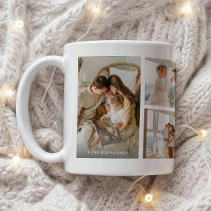 Caneca De Café Nome da Família Moderna Colagem de 6 Fotos Persona