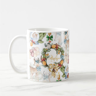 Caneca De Café Nome da Família Natal Watercolor