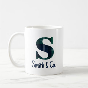 Caneca De Café Nome da Família ou Nome da Empresa Letra Plaid s M