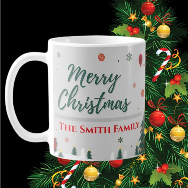 Caneca De Café Nome da família personalizada Elegante e Natal do  (Criador carregado)