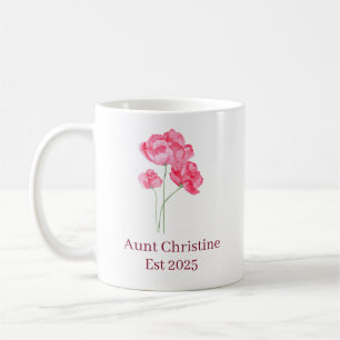 Caneca De Café Nome da Flor Rosa Mínimo Simples - Personalizado n
