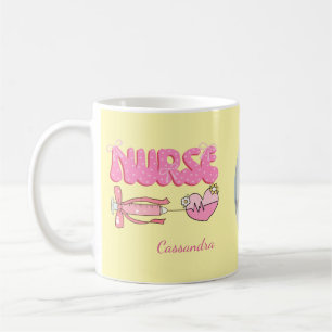 Caneca De Café Nome da Foto da Escola de Estudante de Enfermagem