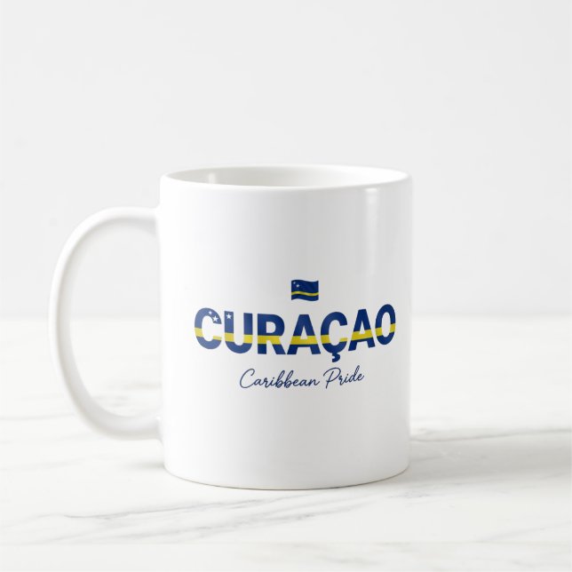 Caneca De Café Nome da Ilha Curaçao | Orgulho Diário (Esquerda)