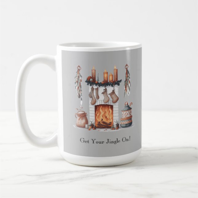 Caneca De Café Nome da Lareira Festiva Natal (Esquerda)