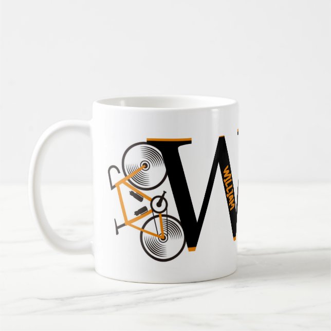Caneca De Café Nome da letra de ciclismo de estrada (Esquerda)