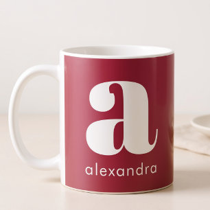 Caneca De Café Nome da Letra Inicial Monograma Rosa Simples Moder