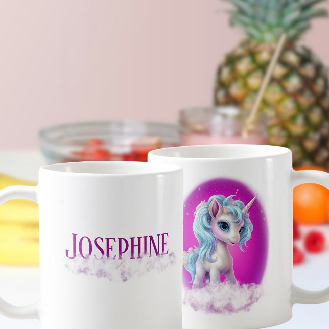 Caneca De Café Nome da nuvem Unicorn Rosa (Criador carregado)