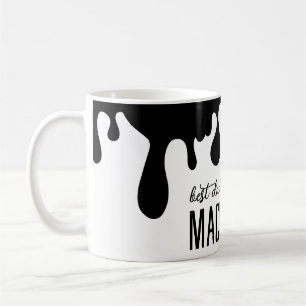 Caneca De Café Nome da Pintura de Discussão Preta Moderna