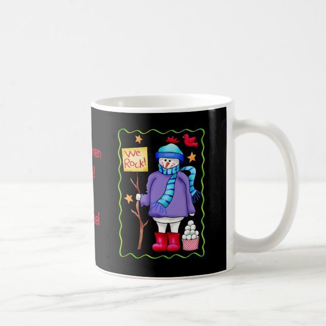 Caneca De Café Nome da Regra Snowmen Personalizado Arte Snowman (Direita)