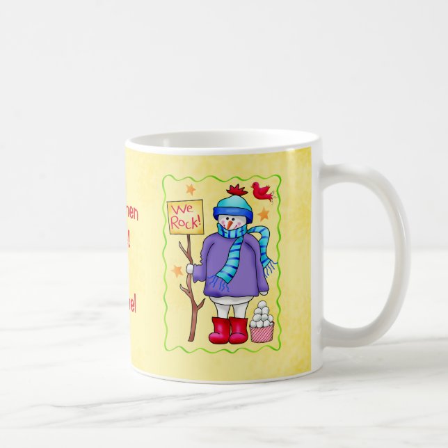 Caneca De Café Nome da Regra Snowmen Personalizado Arte Snowman (Direita)