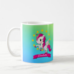 Caneca De Café Nome das Crianças do Arco-Íris do Unicórnio mágico